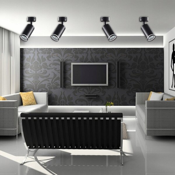 Aplica reglabila pentru interior, LED GU10 35W, IP20, negru, RING
