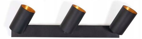 Aplica LED, 3 becuri GU10, IP20, abajururi rabatabile 90 grade, rotatie 350 grade, Eris Gold