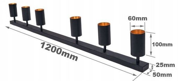 Plafoniera de tavan cu 6 LED-uri, Eris Gold, abajururi mobile in 2 planuri, 1200 mm