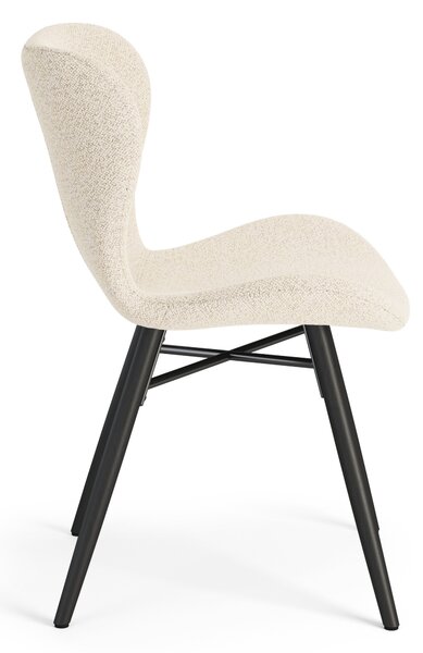 MAZZONI EXPORT ALTEA Crem (țesătură Monza 90) / picioare negre – SCAUN MODERN TAPIȚAT CU BOUCLÉ PENTRU LIVING, SUFRAGERIE ȘI BUCĂTĂRIE