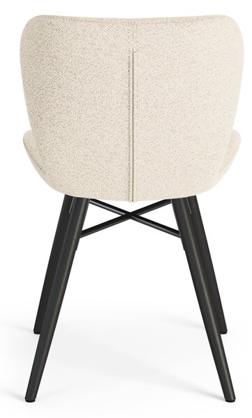 MAZZONI EXPORT ALTEA Crem (țesătură Monza 90) / picioare negre – SCAUN MODERN TAPIȚAT CU BOUCLÉ PENTRU LIVING, SUFRAGERIE ȘI BUCĂTĂRIE