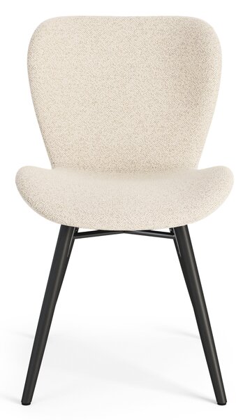 MAZZONI EXPORT ALTEA Crem (țesătură Monza 90) / picioare negre – SCAUN MODERN TAPIȚAT CU BOUCLÉ PENTRU LIVING, SUFRAGERIE ȘI BUCĂTĂRIE
