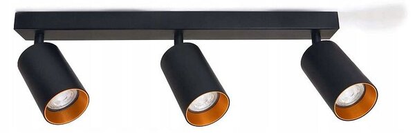 Aplica LED, 3 becuri GU10, IP20, abajururi rabatabile 90 grade, rotatie 350 grade, Eris Gold