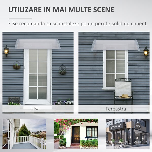 Copertina Rezistentă la Intemperii Outsunny din PVC și Aluminiu pentru Uși și Ferestre 140x70x21cm | Aosom Romania