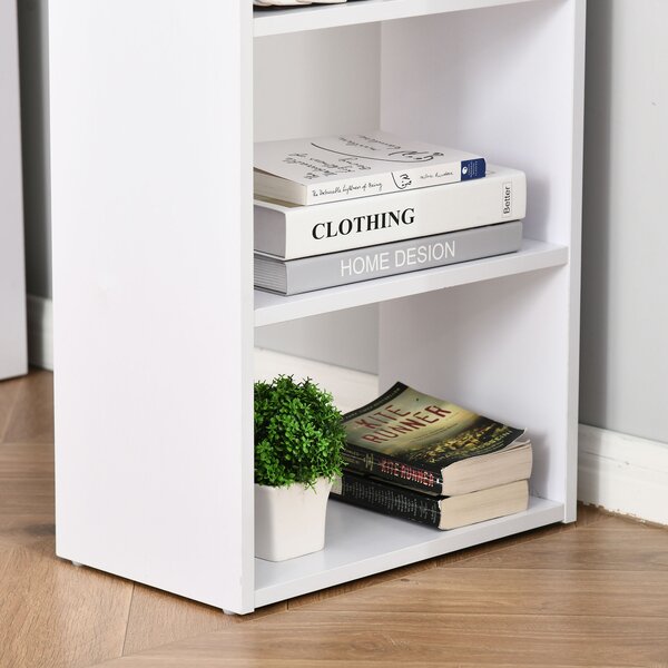 HOMCOM Birou modern alb cu 3 Sertare si Rafturi in Lemn 120x49x72cm