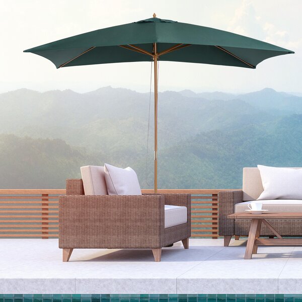 Outsunny Umbrelă din Lemn pentru Grădină, Verde, 2X3M, Design Elegant, Rezistentă la Intemperii | Aosom Romania