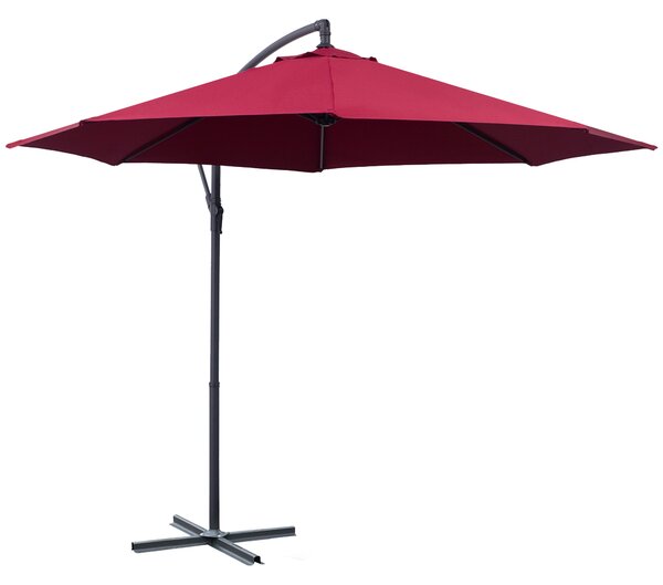 Umbrela Parasolara Decentrata Outsunny, Metal, Bordeaux, Φ3x2.6m | Aosom Romania