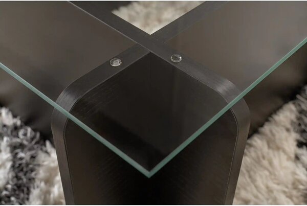 Masuta cafea FLAVIO, negru/transparent, PAL/sticla, 105x65x30 cm