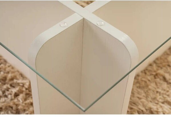 Masuta cafea FLAVIO, alb/transparent, PAL/sticla, 105x65x30 cm