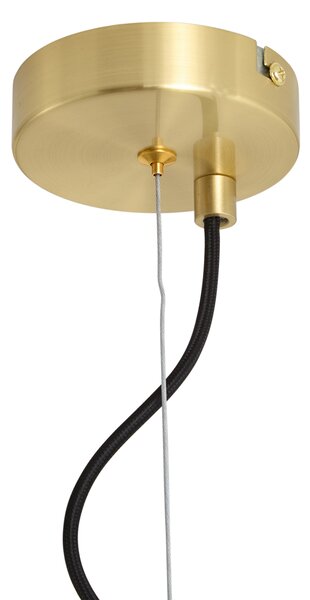 Art Deco hanglamp messing met amber glas 6-lichts - Ryan