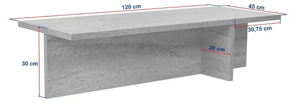 Masuta cafea HARBOR, bej cu efect de piatra travertin, PAL, 120x45x30