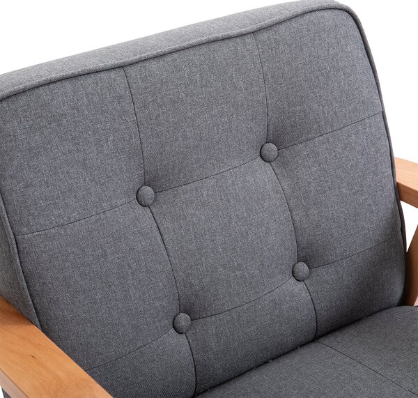 HOMCOM Fotoliu Vintage Stil Scandinav Moale și Confortabil Capitonat cu Butoni, 64,5x70x74 cm, Gri | Aosom Romania