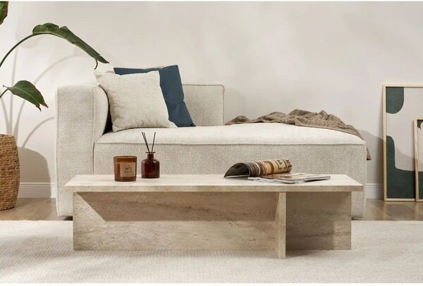 Masuta cafea HARBOR, bej cu efect de piatra travertin, PAL, 120x45x30