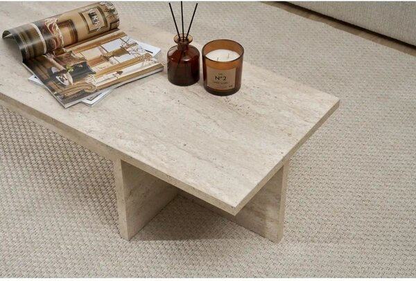 Masuta cafea HARBOR, bej cu efect de piatra travertin, PAL, 120x45x30