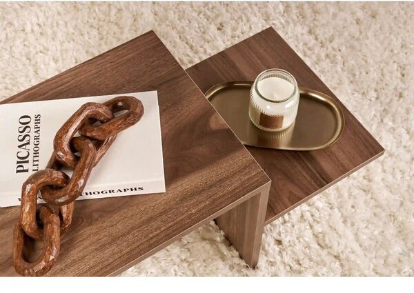 Masuta cafea HARMONY, nuc, PAL, 80x40x40 cm