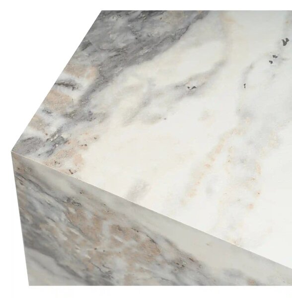 Masuta KUP, alb cu efect de marmura, PAL laminat, 45x45x50 cm