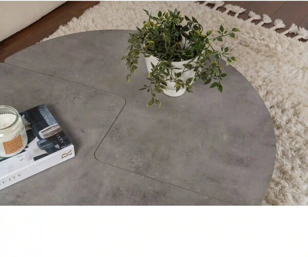 Masuta cafea MOIRA, gri beton, PAL, 90x90x41 cm