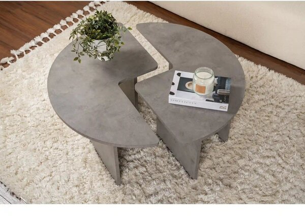 Masuta cafea MOIRA, gri beton, PAL, 90x90x41 cm