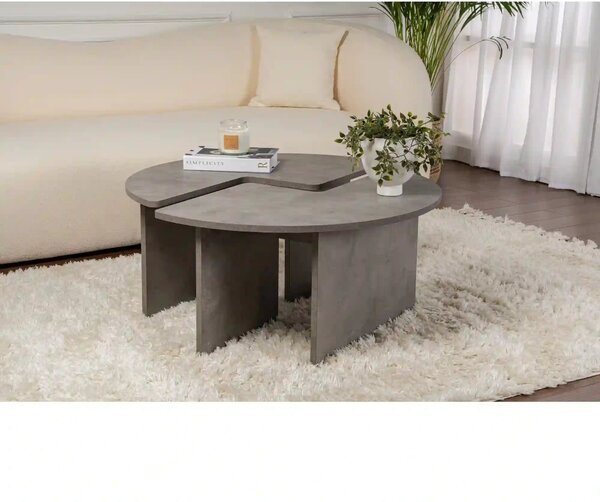 Masuta cafea MOIRA, gri beton, PAL, 90x90x41 cm