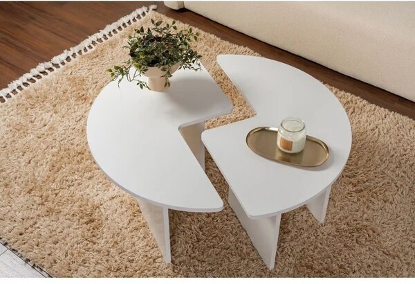 Masuta cafea MOIRA, alb natural, PAL, 90x90x41 cm