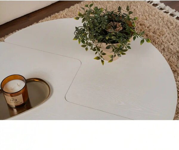 Masuta cafea MOIRA, alb, PAL, 90x90x41 cm