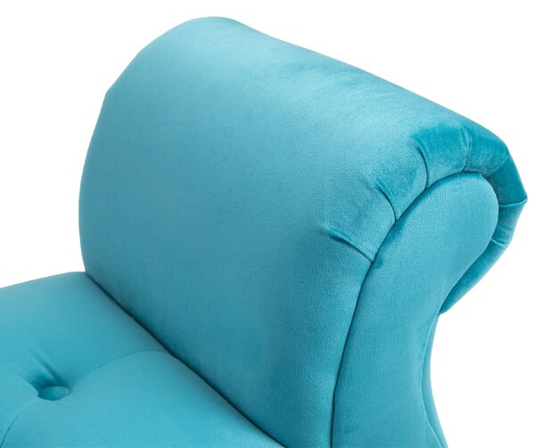 HOMCOM Chaise Captusita Stil Vintage cu Cotiere Tapitate si Cadru din Lemn, Albastru deschis 117x40x58Hcm | Aosom Romania