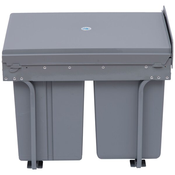 Homcom Cos Gunoi Ecologic 40L – 3 Compartimente Separate, Gri | Aosom Romania