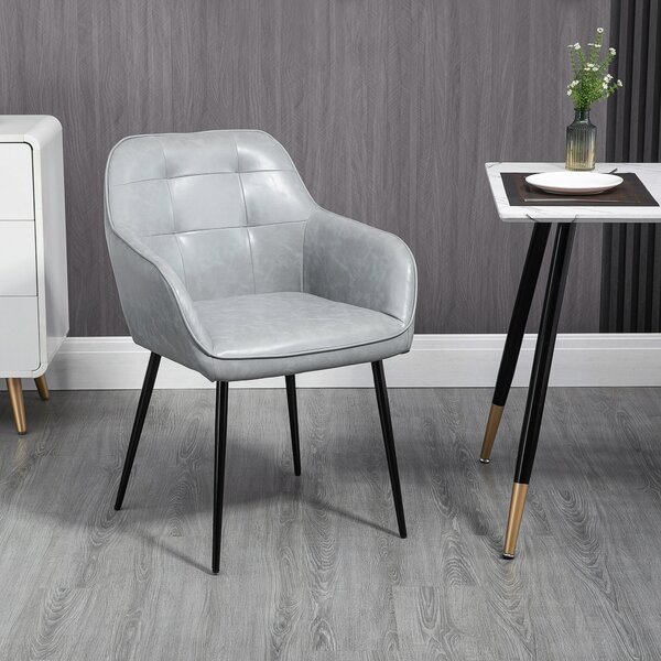HOMCOM Scaun în Stil Industial cu Spătar din Piele Ecologică și Metal, 61x58x84 cm, Gri | Aosom Romania