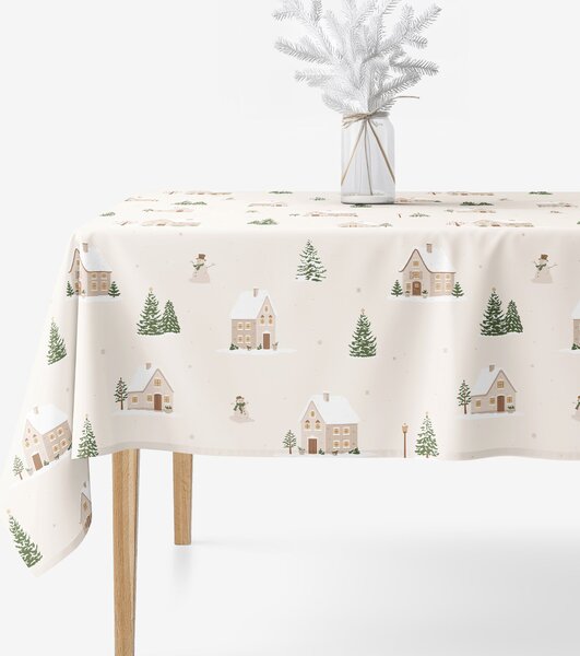 Goldea față de masă de crăciun 100% bumbac - sat înzăpezit 80 x 80 cm