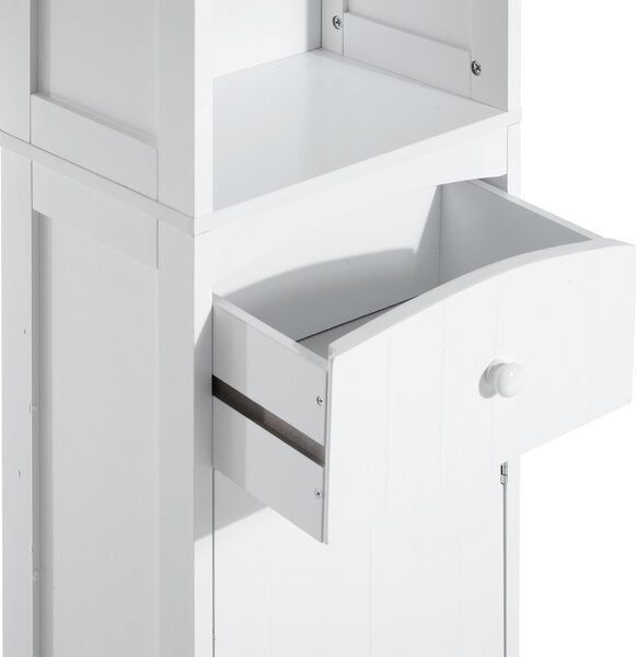 HOMCOM Dulap Înalt de Baie cu 3 Rafturi din MDF, 34x24x170 cm, Alb | Aosom Romania