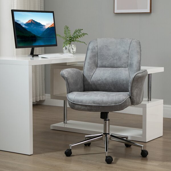 Vinsetto Scaun de Birou Ergonomic cu Înaltime Ajustabilă și Funcție de Balansoar cu Tapițerie din Microfibră, 67x69x92-102 cm, Gri | Aosom Romania