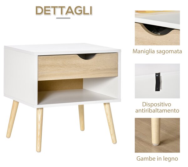 HOMCOM Noptiere Moderne cu Sertar și Raft, Design Modern și Funcțional, Ideal pentru Cameră de Dormit, Albastru | Aosom Romania