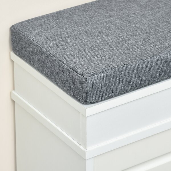 Banchetă-Pantofar HOMCOM din Lemn cu Spațiu de Depozitare, 104x24x55 cm, Design Modern, Alb | Aosom Romania