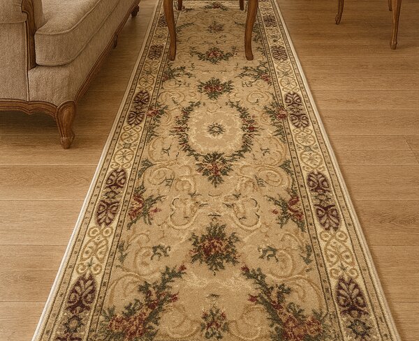 Traversa Hol, Model Clasic 15002 110, Festonata, Latime 100 cm, Crem Bej 100 x 200