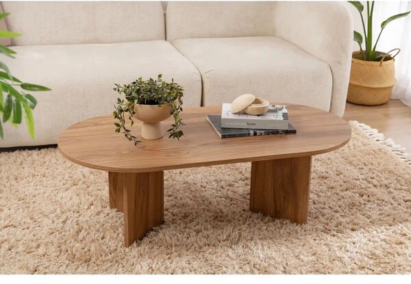 Masuta cafea OVAL, stejar, PAL, 120x40x60 cm