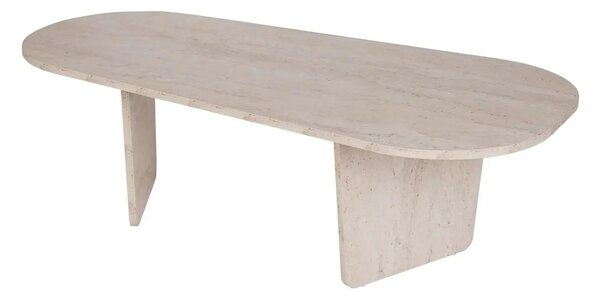 Masuta cafea OVALIS, travertin, PAL, 130x65x40 cm