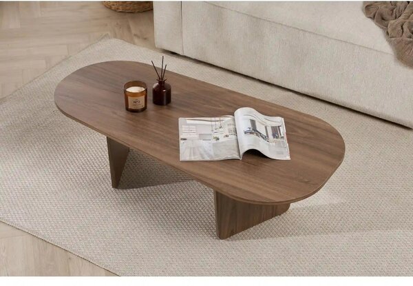 Masuta cafea OVALIS, nuc, PAL, 130x65x40 cm