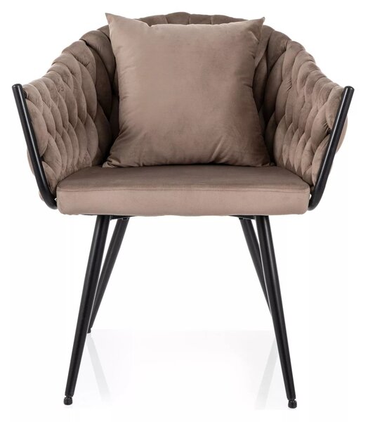 Scaun NUVO, bej inchis - Bluvel 40, stofa catifelata/metal, 62x47x86 cm