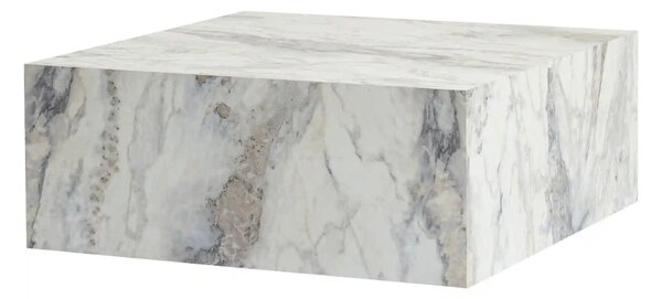 Masuta cafea PRIZMA, alb cu efect de marmura, 90x90x35 cm
