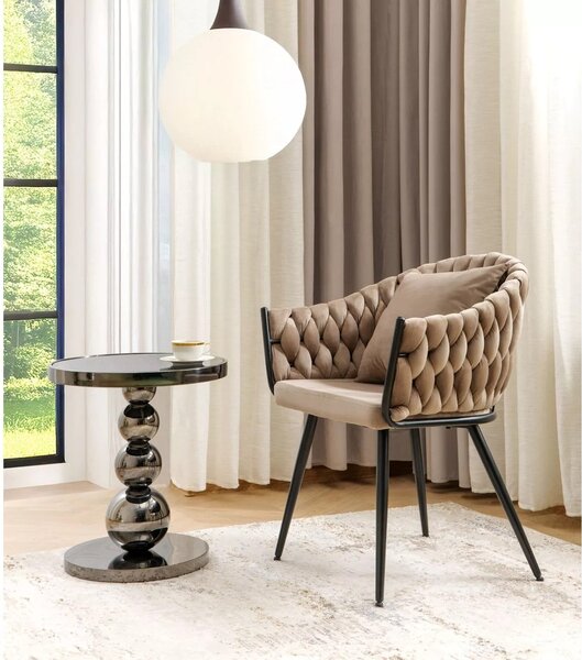 Scaun NUVO, bej inchis - Bluvel 40, stofa catifelata/metal, 62x47x86 cm