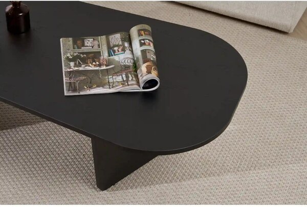 Masuta cafea OVALIS, negru, PAL, 130x65x40 cm