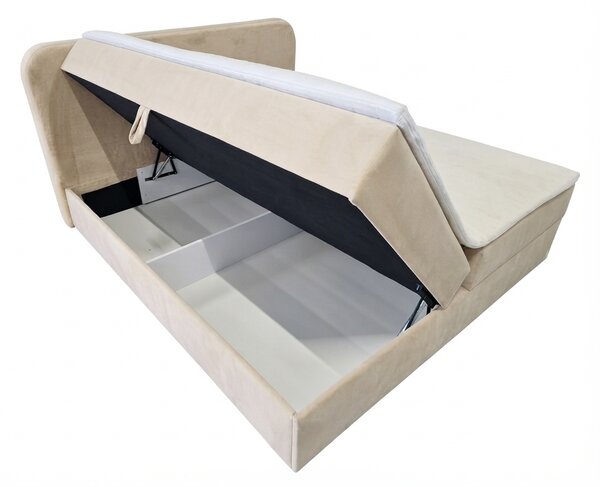 Pat tapitat boxspring FORENA 160x200 cm bej Saltea: Saltea cu arcuri Bonell