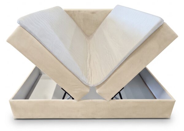 Pat tapitat boxspring FORENA 160x200 cm bej Saltea: Saltea cu arcuri Bonell