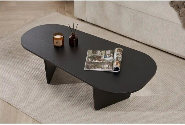 Masuta cafea OVALIS, negru, PAL, 130x65x40 cm