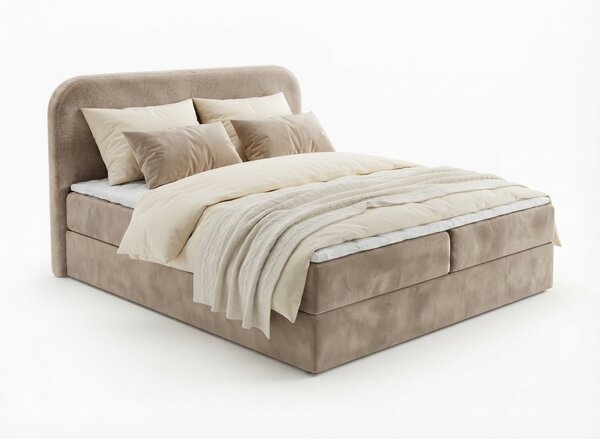 Pat tapitat boxspring FORENA 160x200 cm bej Saltea: Saltea cu arcuri Bonell