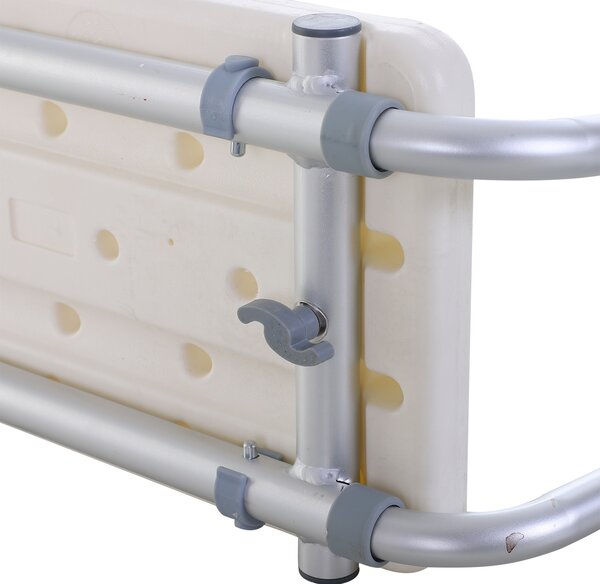 HOMCOM Scaun pentru Cadă din Aliaj de Aluminiu, Plastic și Lățime Reglabilă, 73-83x22x18 cm, Alb | Aosom Romania