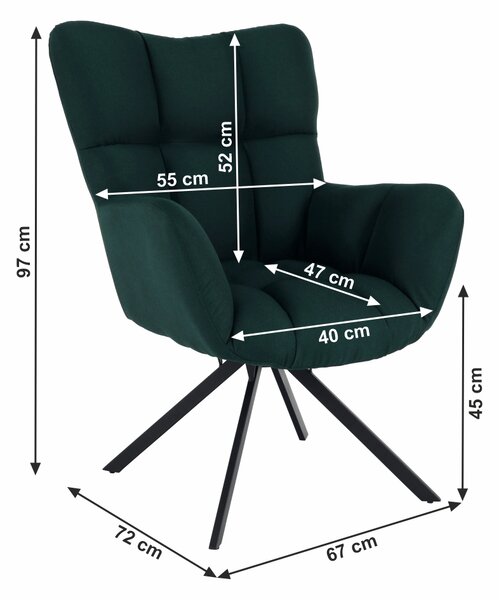 KONDELA Scaun de design, ţesătură verde, KOMODO
