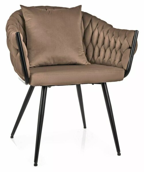 Scaun NUVO, bej inchis - Bluvel 40, stofa catifelata/metal, 62x47x86 cm
