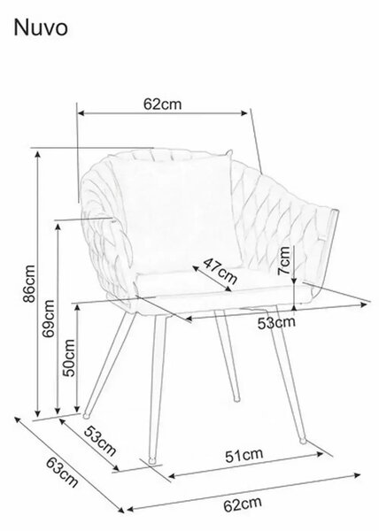 Scaun NUVO, bej inchis - Bluvel 40, stofa catifelata/metal, 62x47x86 cm