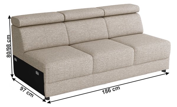 KONDELA Canapea 3 locuri 3BB, gri bej Taupe, BOBY